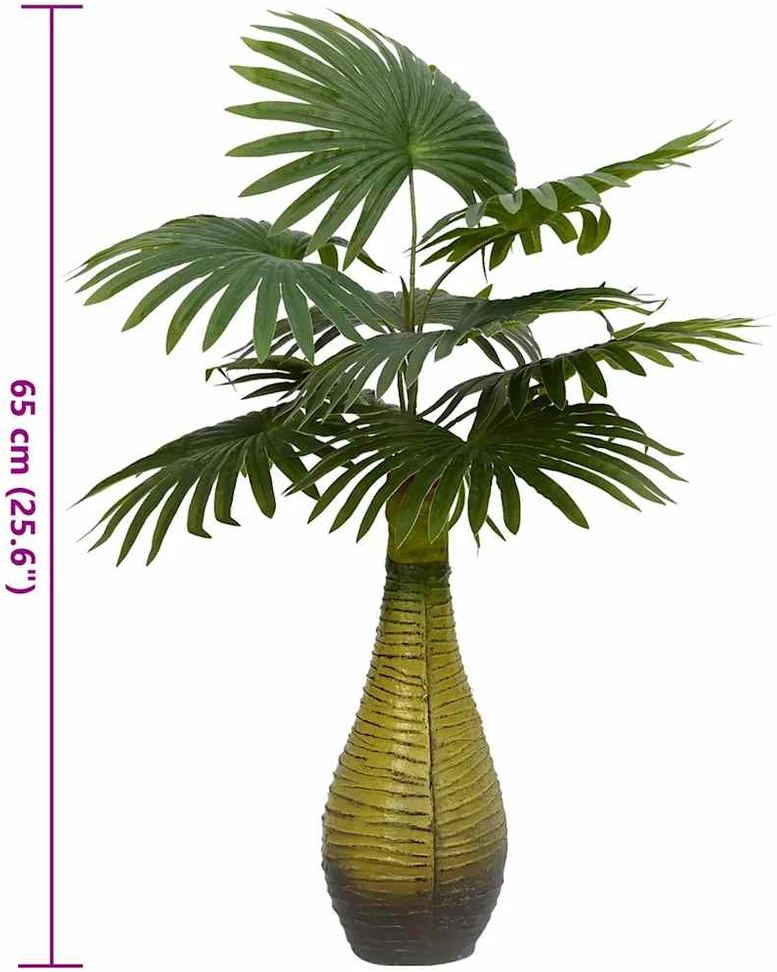 Dirbtinis palmių augalas, žalios spalvos, 65cm, 9 lapų