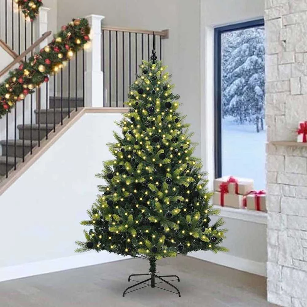 Dirbtinis sulankstomas Kalėdų medis su 300 LED Žalia 240 cm