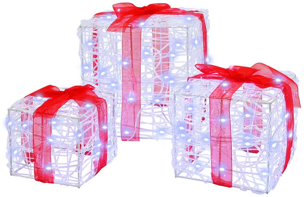 Dovanų Dėžė 3 vnt. 60 LED Šalta balta 20 x 20 x 20 cm Akrilas