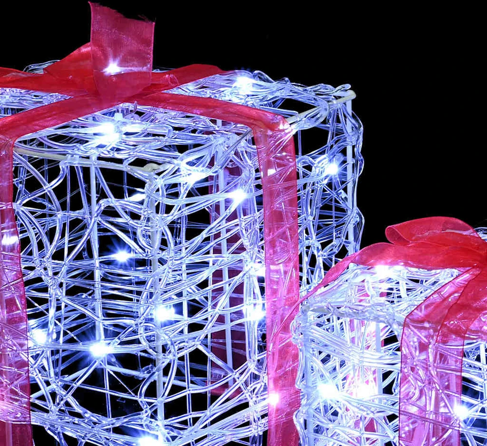 Dovanų Dėžė 3 vnt. 60 LED Šalta balta 20 x 20 x 20 cm Akrilas