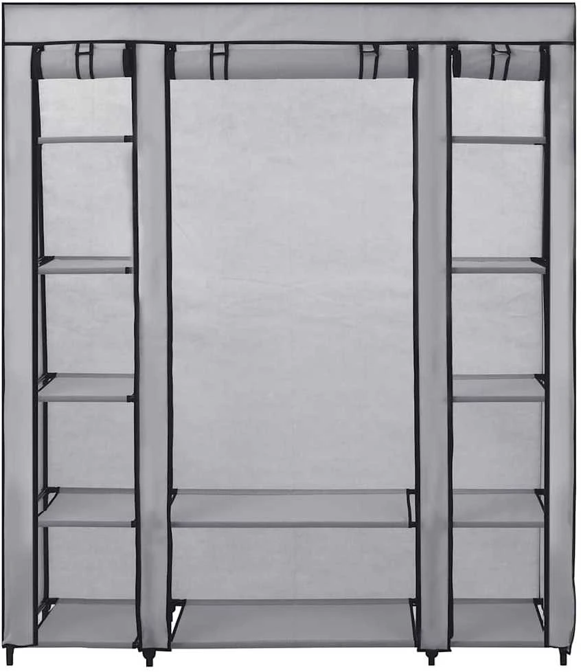Drab. spinta su skyr. ir stryp., pilka, 150x45x176cm, audinys