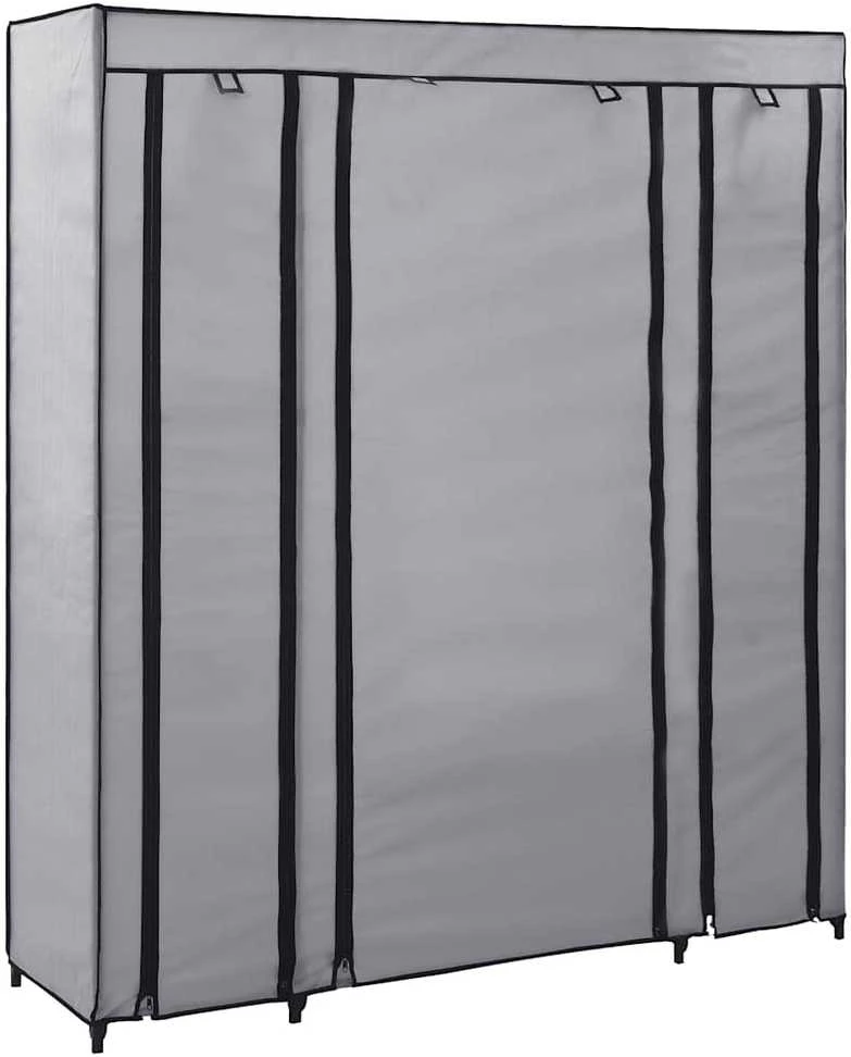 Drab. spinta su skyr. ir stryp., pilka, 150x45x176cm, audinys
