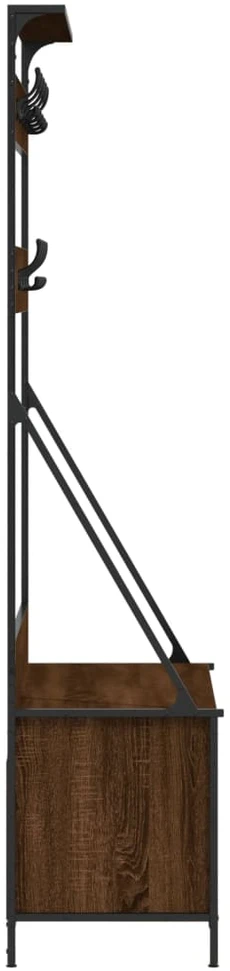 Drabužių kabykla su batų lentynomis, ruda ąžuolo, 100x41x184cm