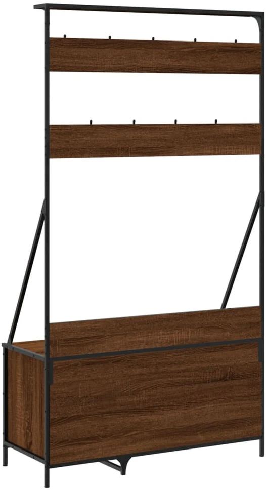 Drabužių kabykla su batų lentynomis, ruda ąžuolo, 100x41x184cm