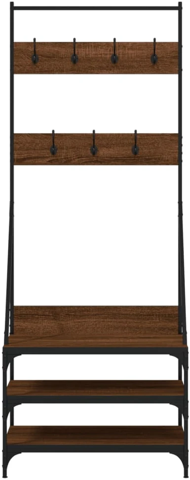 Drabužių kabykla su batų lentynomis, ruda ąžuolo, 70x40x184cm