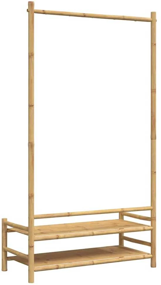Drabužių kabykla su lentynomis, 103x40x183cm, bambukas