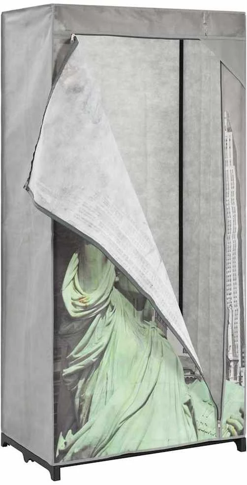 Drabužių spinta, 75x45x160cm, audinys, su Niujorko nuotrauka
