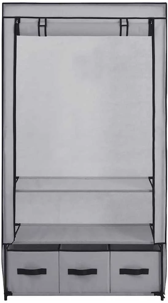 Drabužių spinta, pilka, 87x49x159cm, audinys