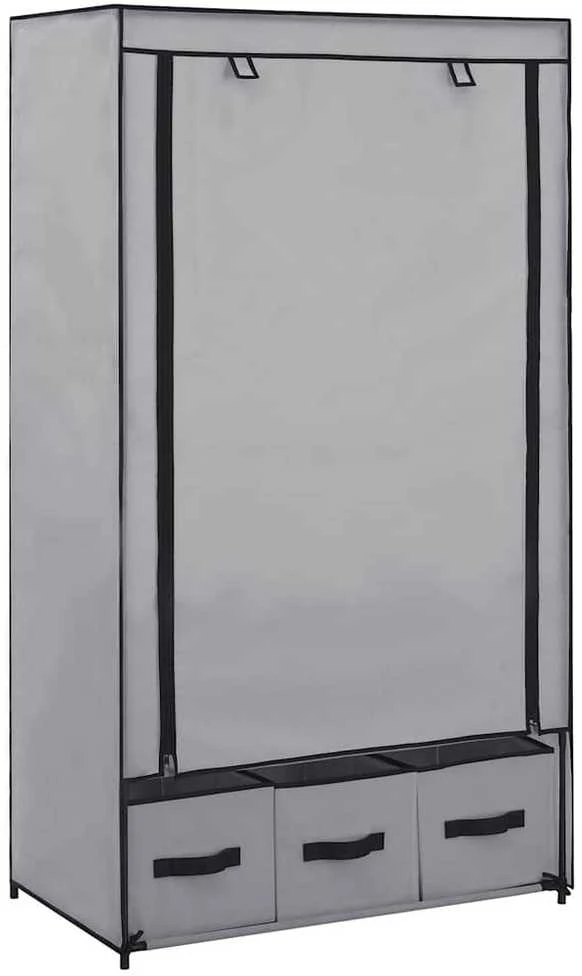 Drabužių spinta, pilka, 87x49x159cm, audinys