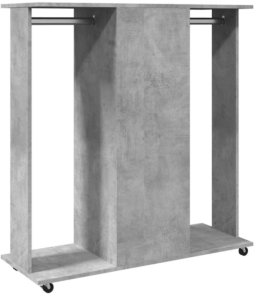 Drabužių spinta su ratukais, betono, 102x38x110cm, mediena