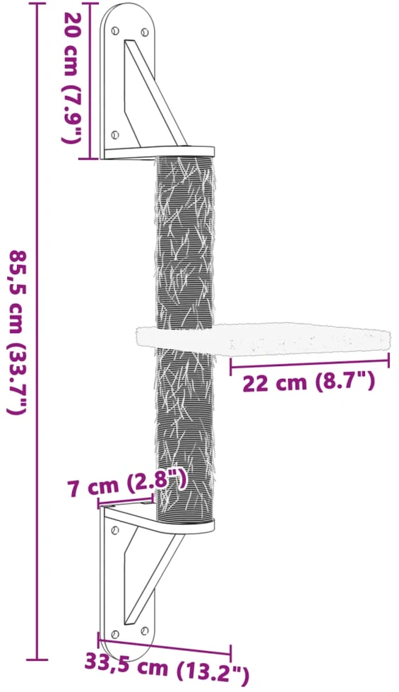 Draskyklė katėms su draskymo stovu, kreminė, 85,5cm