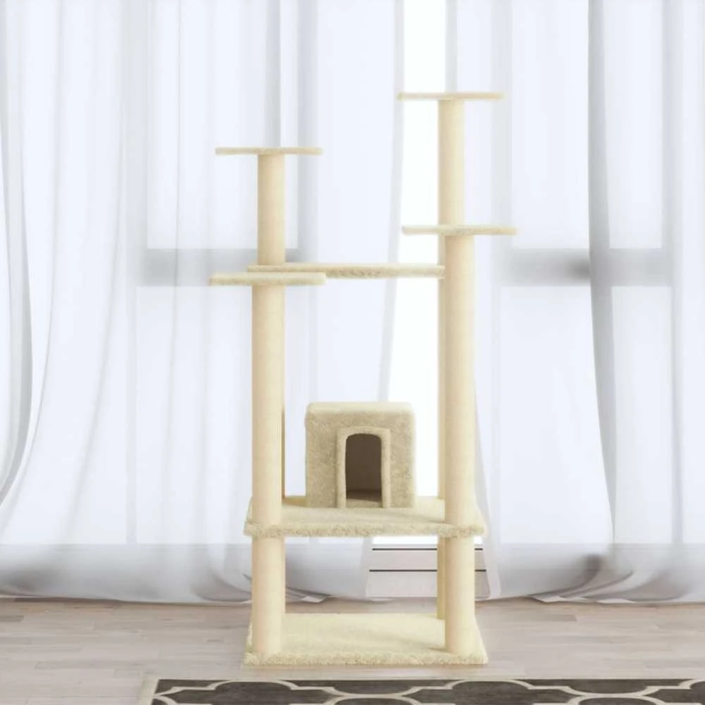 Draskyklė katėms su stovais iš sizalio, kreminės spalvos, 110cm