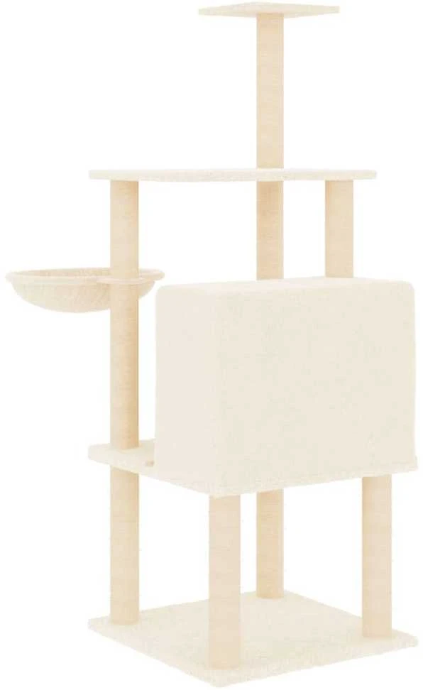 Draskyklė katėms su stovais iš sizalio, kreminės spalvos, 132cm