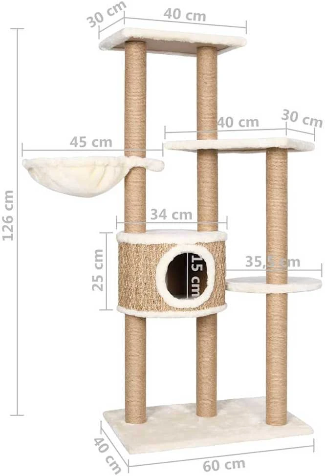 Draskyklė katėms su stovu, 126cm, jūros žolė