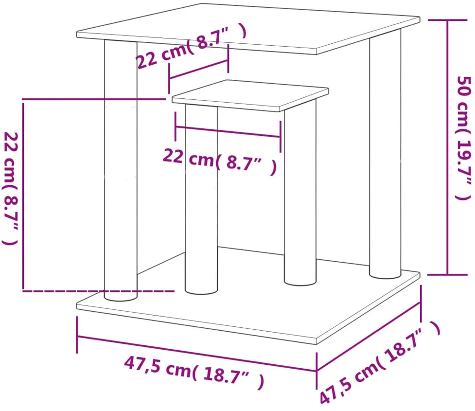 Draskymo stovai katėms su platformomis, kreminės spalvos, 50cm