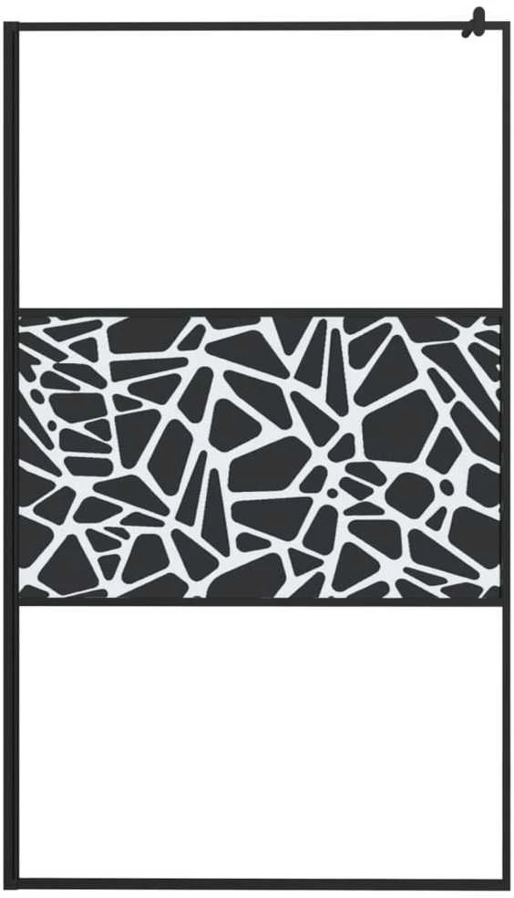 Dušo sienelė, juoda, 115x195cm, ESG stiklas, su akmenukais