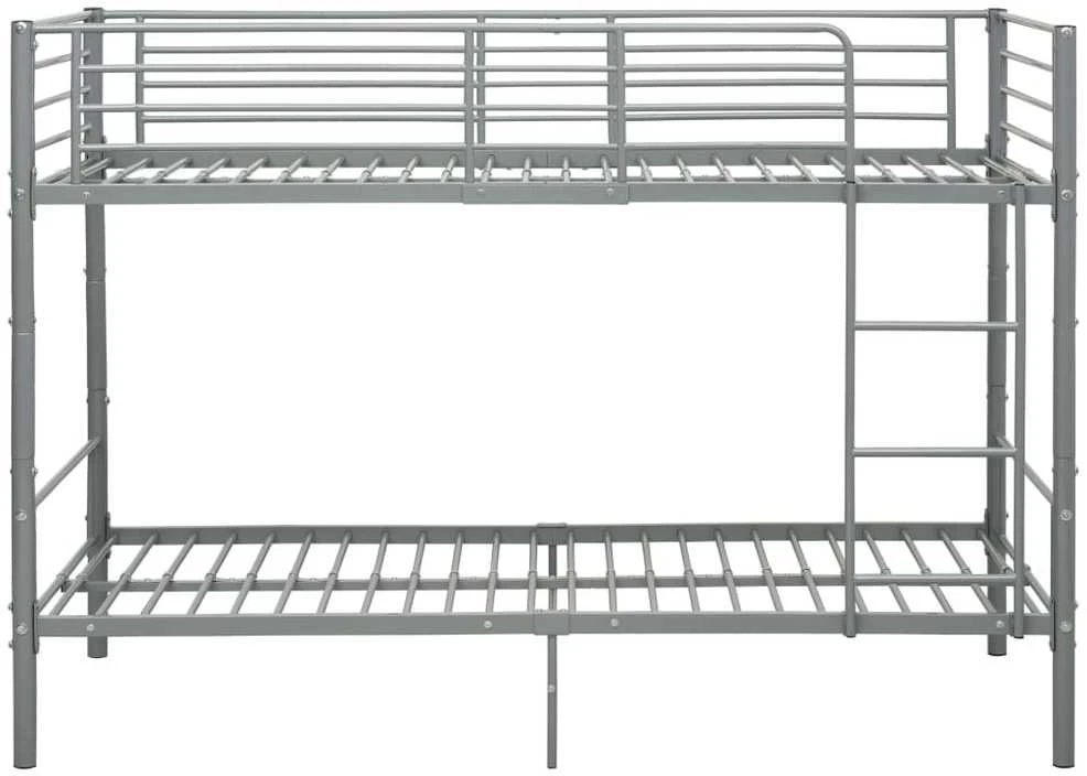 Dviaukštė lova, pilkos spalvos, 90x200cm, metalas