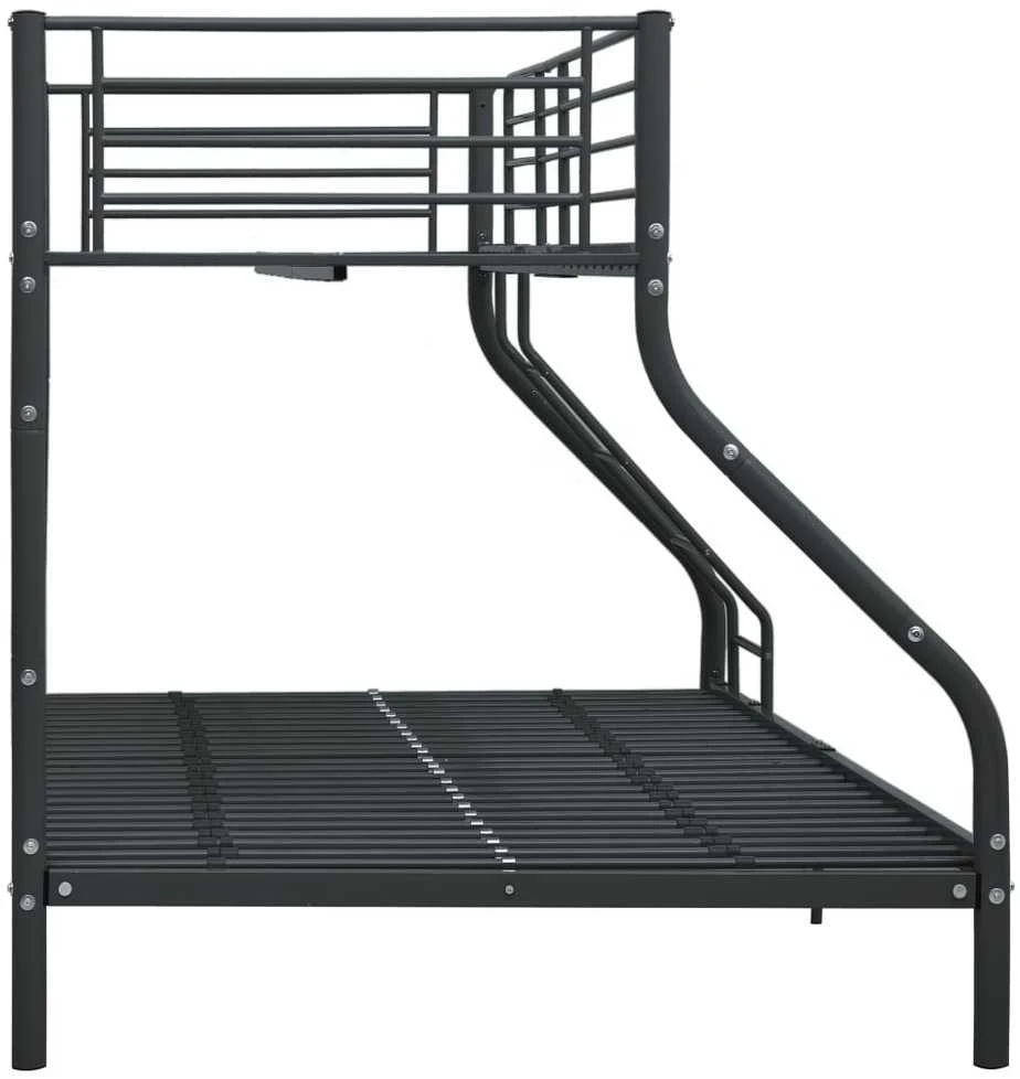 Dviaukštės lovos rėmas, juodas, 140x200cm/90x200cm, metalas