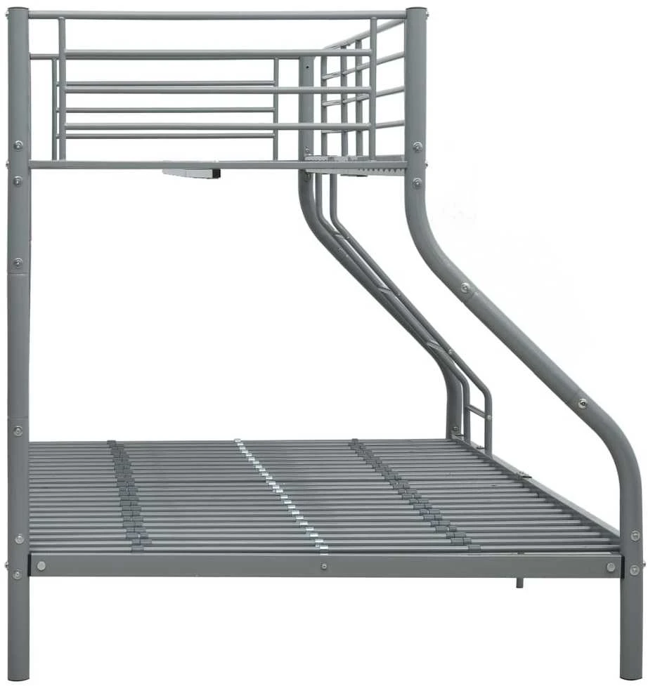 Dviaukštės lovos rėmas, pilkas, 140x200cm/90x200cm, metalas
