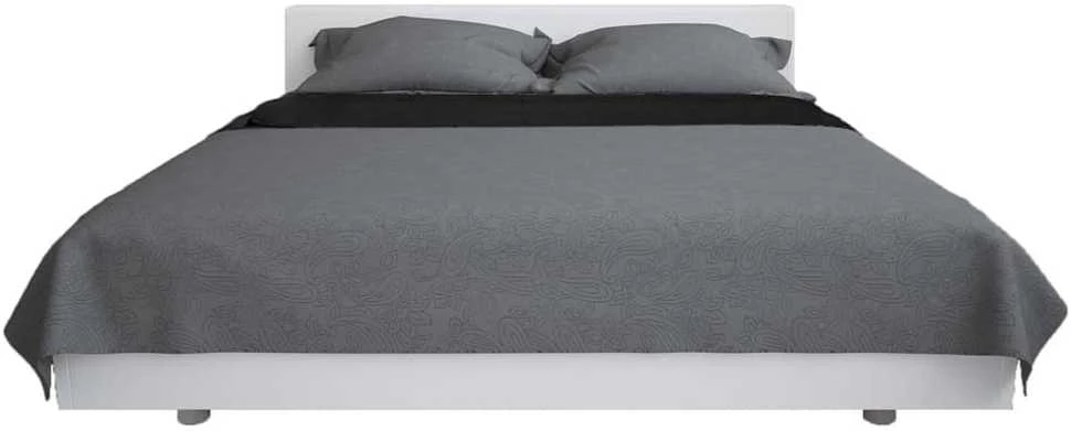 Dvipusė dygsniuota antklodė, 230x260cm, pilka ir juoda
