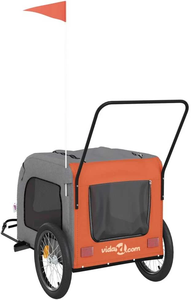 Dviračio priekaba augintiniams, oranžinė/pilka, audinys/geležis