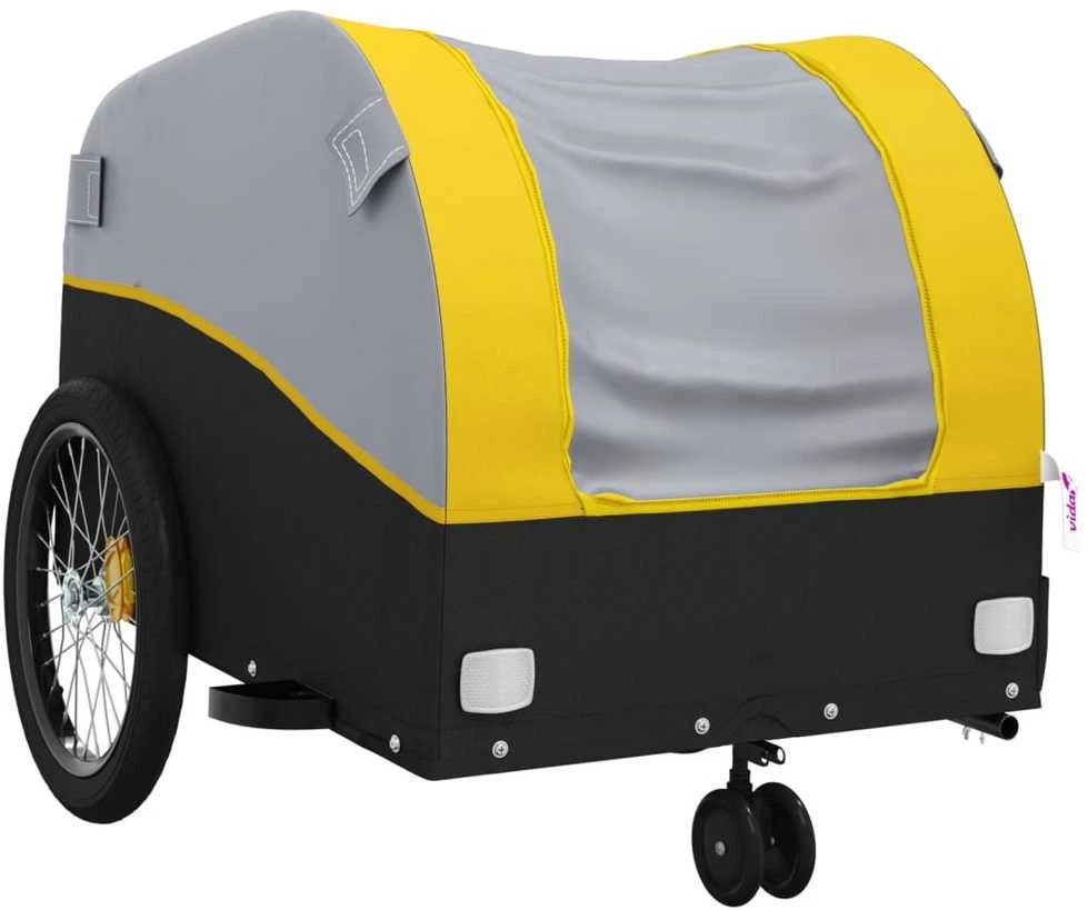 Dviračio priekaba, juodos ir geltonos spalvos, 30kg, geležis