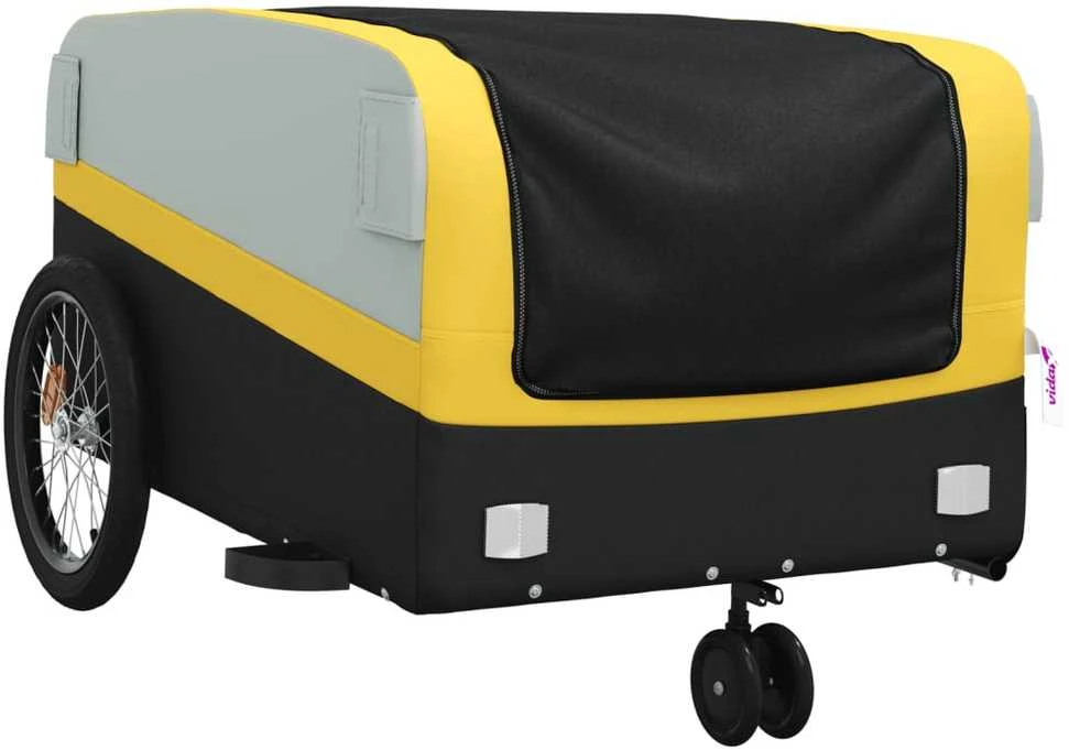 Dviračio priekaba, juodos ir geltonos spalvos, 45kg, geležis