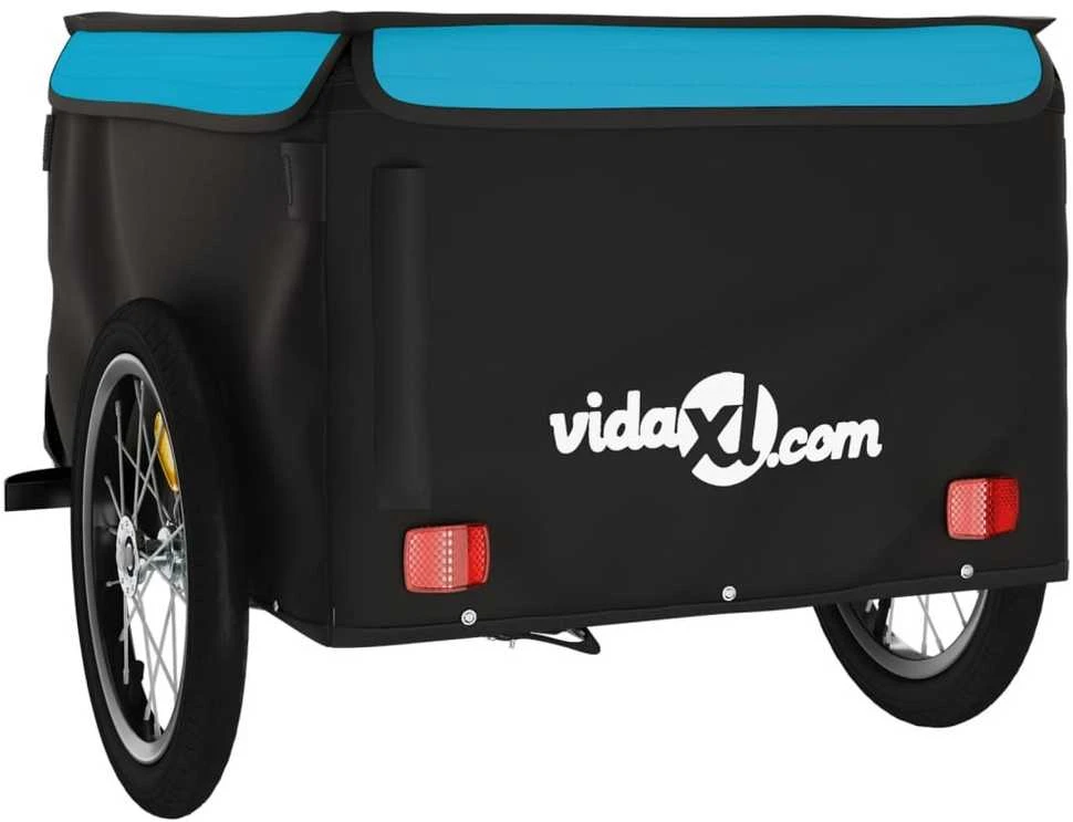 Dviračio priekaba, juodos ir mėlynos spalvos, 45kg, geležis