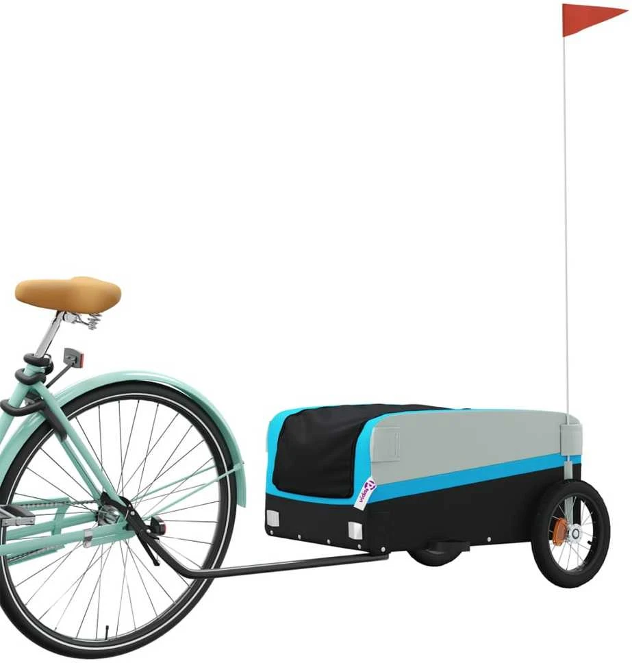 Dviračio priekaba, juodos ir mėlynos spalvos, 30kg, geležis