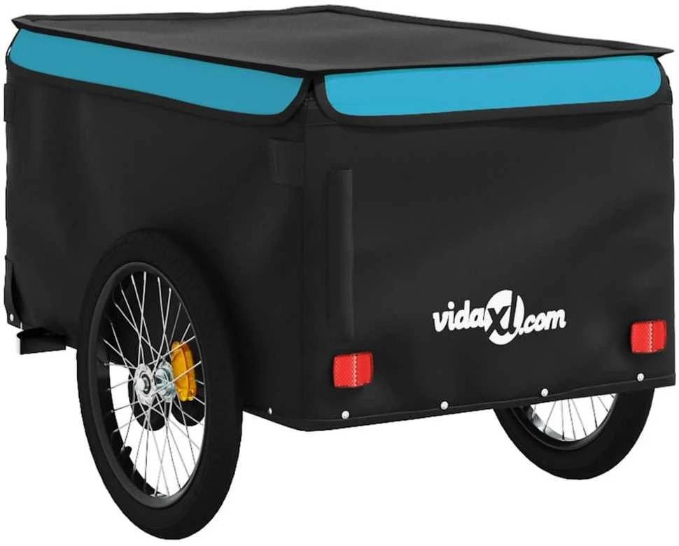 Dviračio priekaba, juodos ir mėlynos spalvos, 45kg, geležis