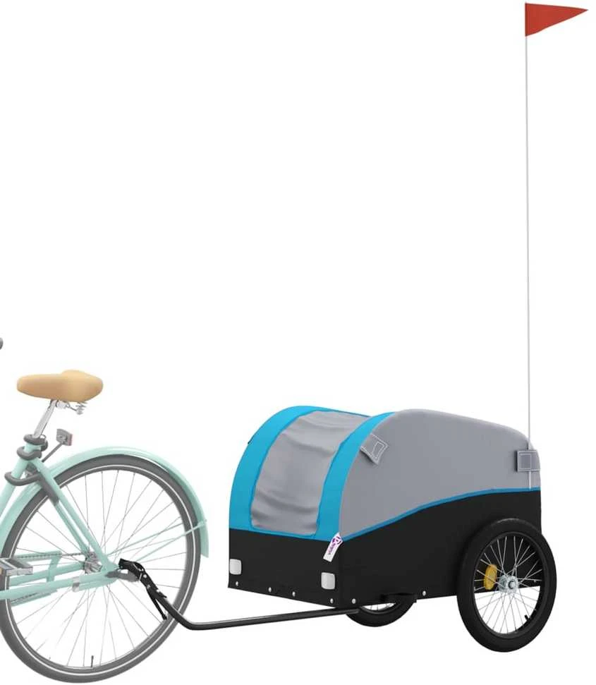 Dviračio priekaba, juodos ir mėlynos spalvos, 45kg, geležis