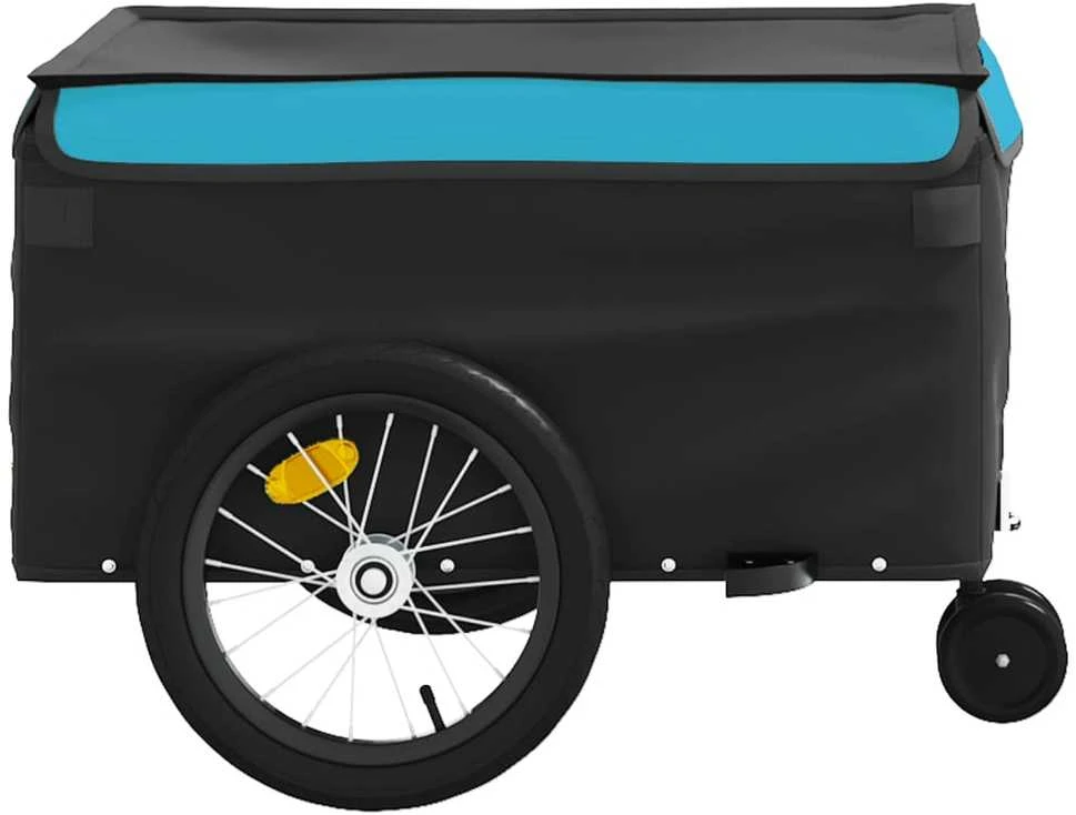 Dviračio priekaba, juodos ir mėlynos spalvos, 45kg, geležis