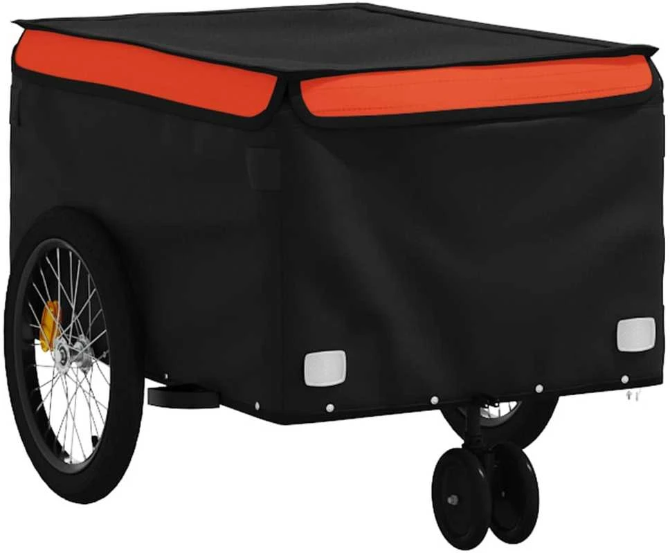 Dviračio priekaba, juodos ir oranžinės spalvos, 30kg, geležis