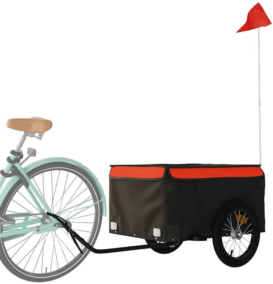 Dviračio priekaba, juodos ir oranžinės spalvos, 45kg, geležis