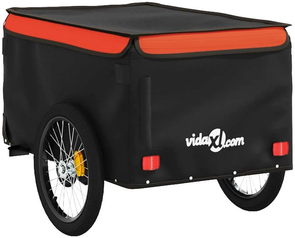 Dviračio priekaba, juodos ir oranžinės spalvos, 30kg, geležis