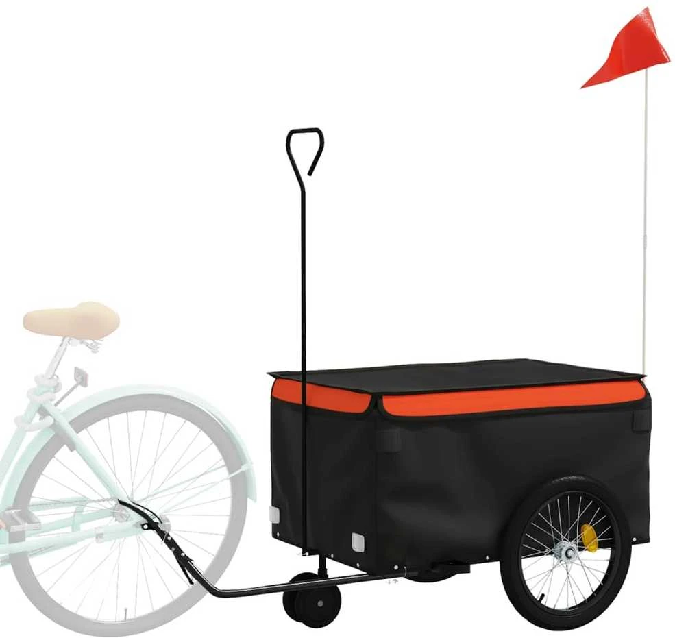 Dviračio priekaba, juodos ir oranžinės spalvos, 30kg, geležis