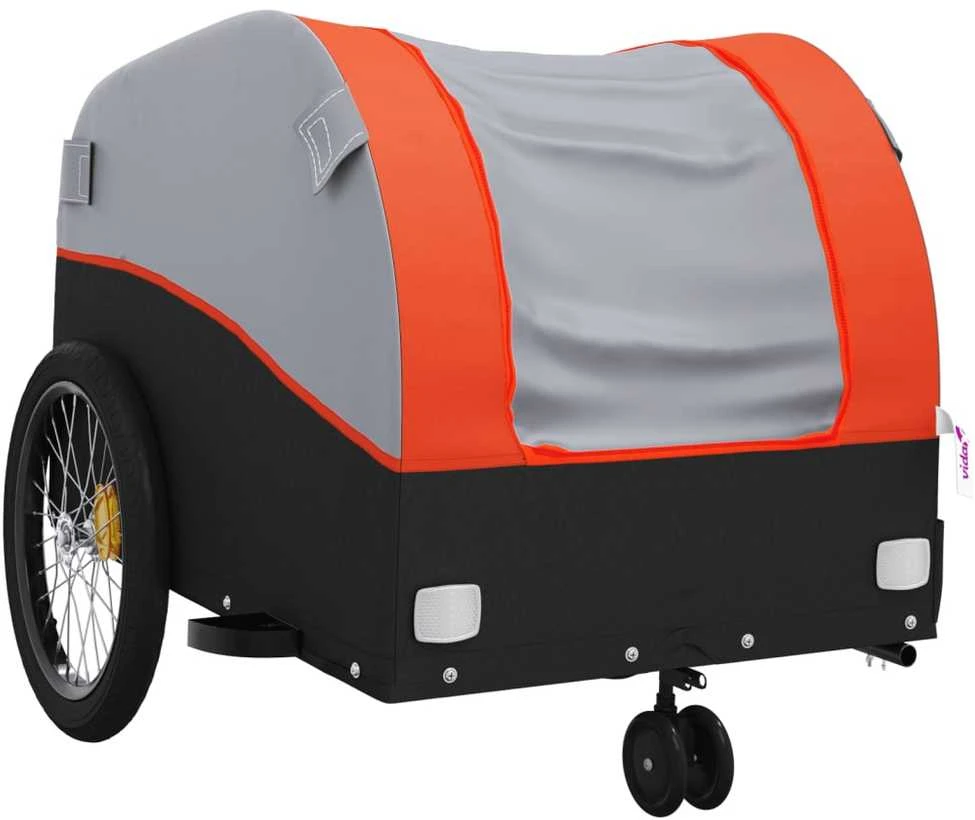 Dviračio priekaba, juodos ir oranžinės spalvos, 30kg, geležis