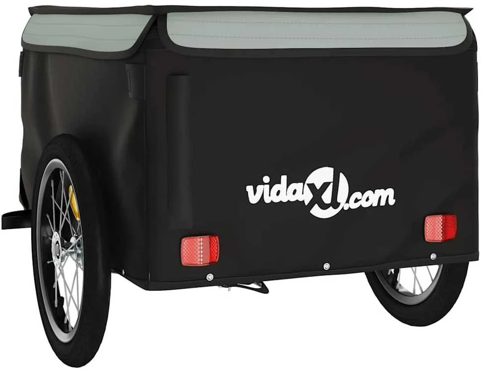 Dviračio priekaba, juodos ir pilkos spalvos, 45kg, geležis