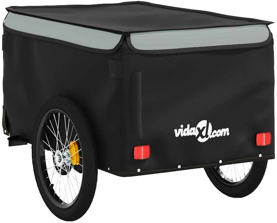 Dviračio priekaba, juodos ir pilkos spalvos, 30kg, geležis