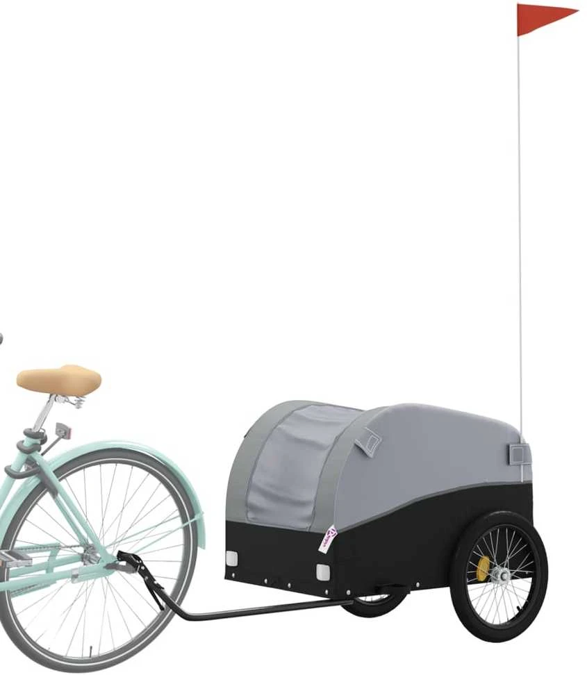 Krovininė dviračio priekaba, juoda ir pilka, 45kg, geležis