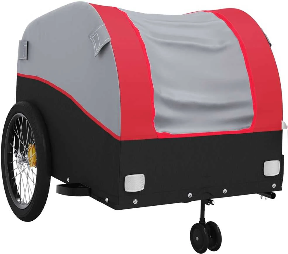Dviračio priekaba, juodos ir raudonos spalvos, 45kg, geležis