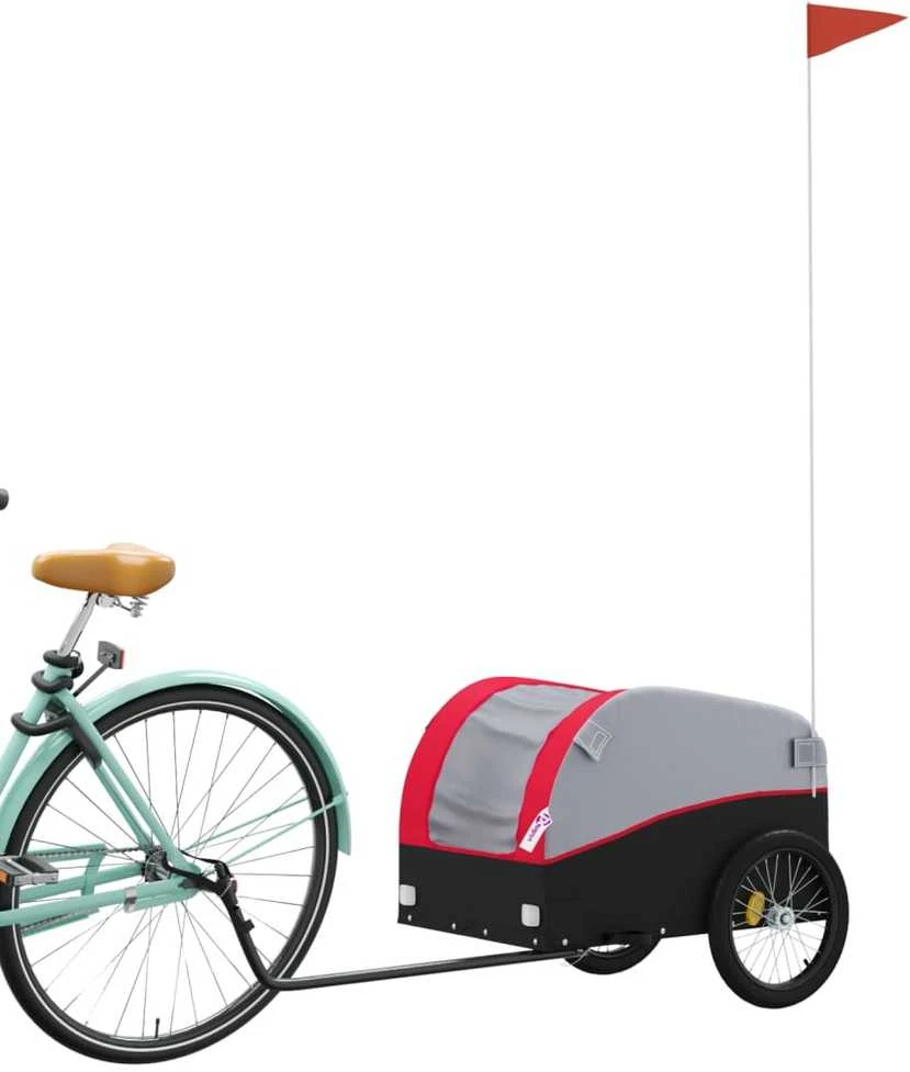 Dviračio priekaba, juodos ir raudonos spalvos, 30kg, geležis