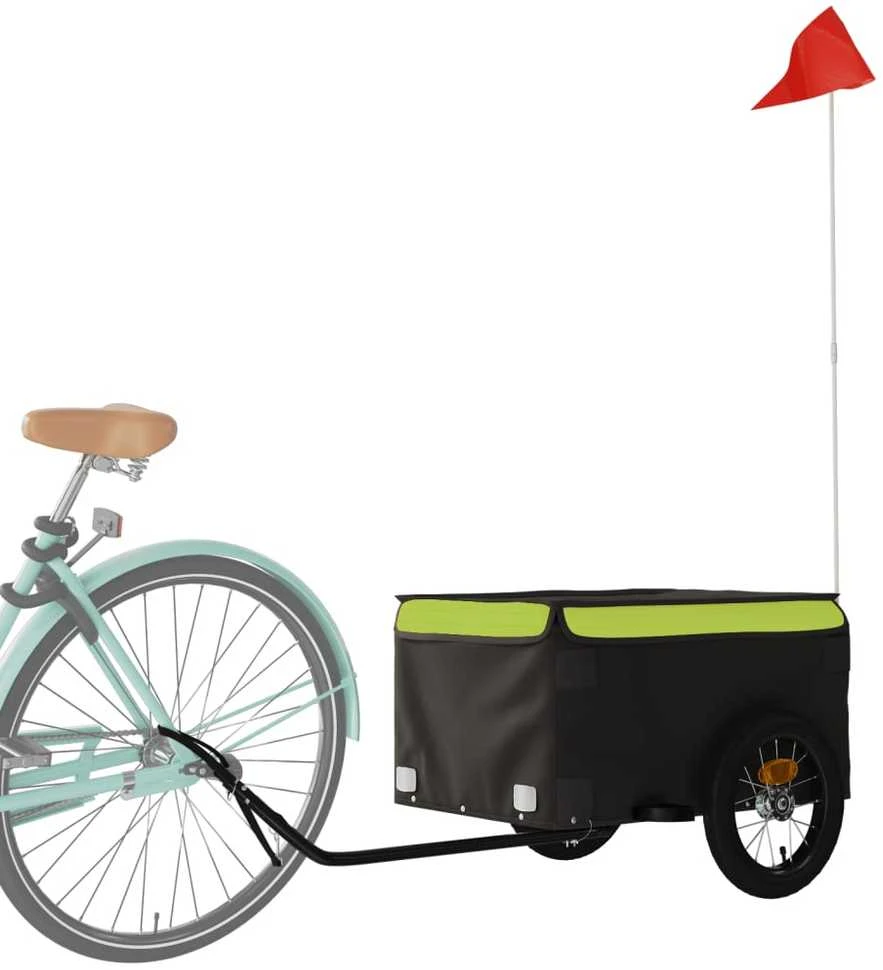 Krovininė dviračio priekaba, juoda ir žalia, 30kg, geležis