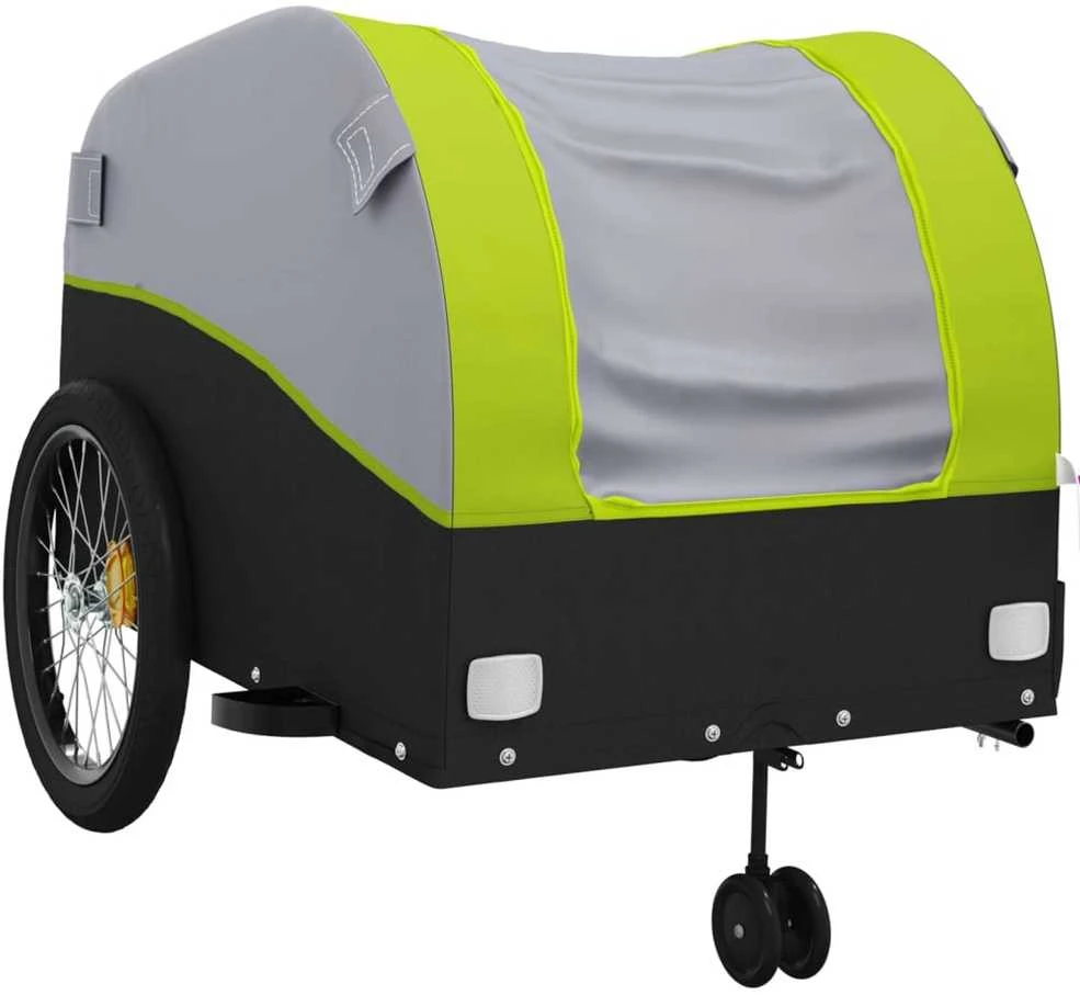 Dviračio priekaba, juodos ir žalios spalvos, 45kg, geležis