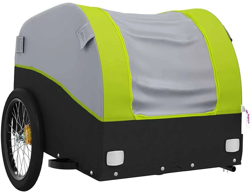 Dviračio priekaba, juodos ir žalios spalvos, 45kg, geležis