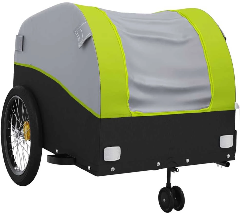 Dviračio priekaba, juodos ir žalios spalvos, 45kg, geležis