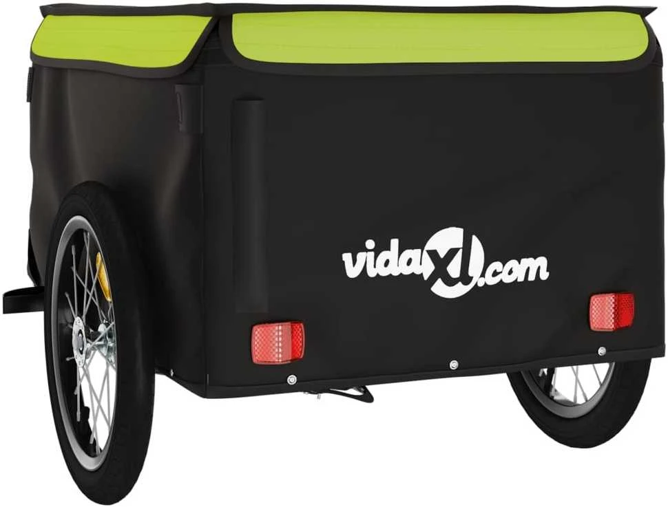 Dviračio priekaba, juodos ir žalios spalvos, 45kg, geležis
