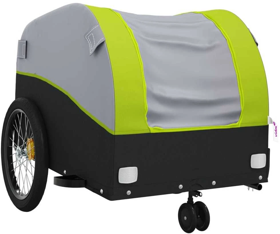 Dviračio priekaba, juodos ir žalios spalvos, 30kg, geležis