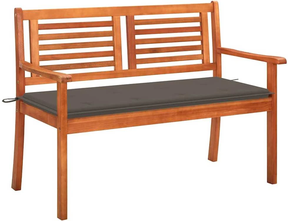 Dvivietis sodo suoliukas su pagalvėle, 120cm, eukalipto masyvas