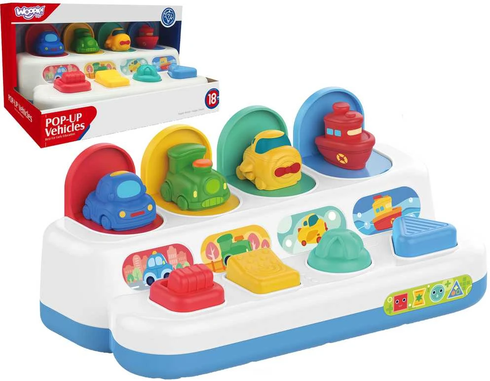 Edukacinis interaktyvus žaislas Iššokantys transporto žaisliukai WOOPIE BABY